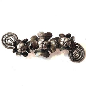 Vintage Mid-Century Modern Handmade Sterling Silver Floral Brooch